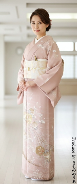 訪問着レンタル｜訪問着ピンクベージュ｜フルセット｜往復送料無料｜安い格安｜大阪｜大阪天満宮｜京都｜梅田｜烏丸｜南森町｜烏丸御池