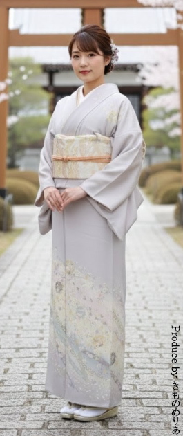 訪問着レンタル｜訪問着グレー｜フルセット｜往復送料無料｜安い格安｜大阪｜大阪天満宮｜京都｜梅田｜烏丸｜南森町｜烏丸御池