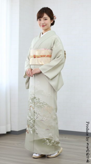 訪問着レンタル|フルセット|往復送料無料|安い格安|大阪|京都|梅田|烏丸|南森町|烏丸御池|薄緑色