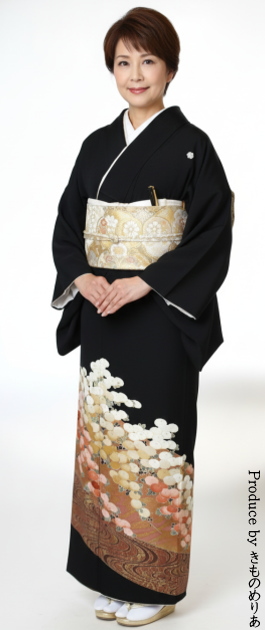 留袖レンタル|フルセット|往復送料無料|安い格安|大阪|京都|梅田|烏丸|南森町|烏丸御池|金箔道長に紅白の万寿菊