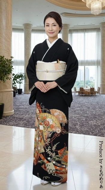 留袖|黒留袖|レンタル|フルセット|着物|七五三|結婚式|ヘアメイクヘアセット着付|大阪天満宮|梅田|烏丸|南森町|烏丸御池|安い格安
|重ね扇とのし