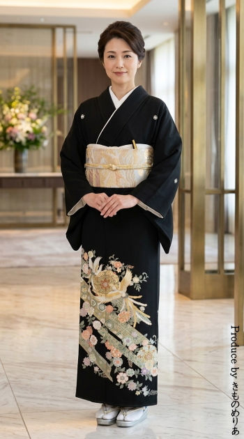 留袖レンタル｜フルセット｜往復送料無料｜安い格安｜大阪｜京都｜梅田｜烏丸｜南森町｜烏丸御池｜ブルーの丹棚に鳳凰