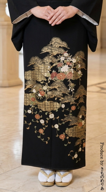 留袖レンタル|フルセット|往復送料無料|安い格安|大阪|京都|梅田|烏丸|南森町|烏丸御池|金箔小松に唐草
